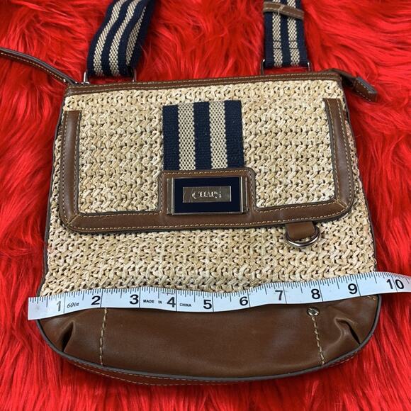 Chaps Rafia and stripe preppy crossbody or shoulder bag - Picture 6 of 14